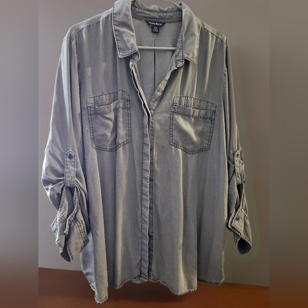 Terre BLUE Casual Gray Button Down Shirt